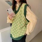 Lattice Knit Vest / Long-sleeve Shirt