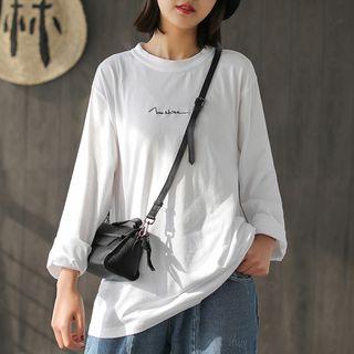 Long-sleeve Letter Embroidered T-shirt