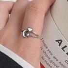 Moon & Star Sterling Silver Open Ring Silver - One Size