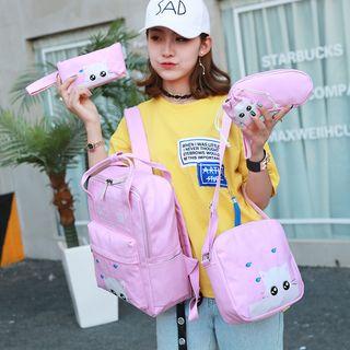 Set Of 5: Cat Printed Canvas Bag Set
