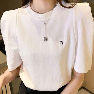 Puff Short-sleeve Embroidered T-shirt