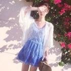 Set: Strappy A-line Lace Dress + Light Jacket