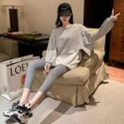 Set: Mock Two-piece Long-sleeve T-shirt + Cropped Leggings