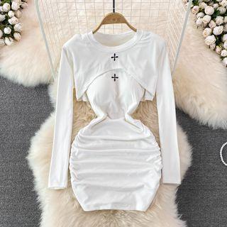 Set: Long Sleeve Crop Top + Sheath Tank Dress