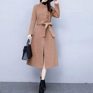 Ruffle Sashed Long Coat