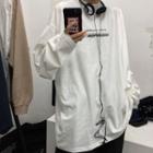 Long-sleeve Lettering Mock-neck T-shirt / Elbow-sleeve T-shirt