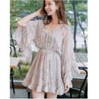 Ruffle Long-sleeve Chiffon Dress