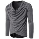 Plain Cowl Neck Long Sleeve T-shirt