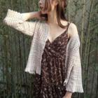 Open-front Short-sleeve Crochet Cardigan