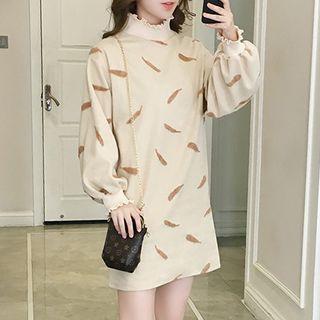Pattern Mock-neck Pullover Dress