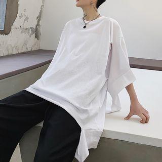 Irregular Hem Cut-out 3/4-sleeve T-shirt