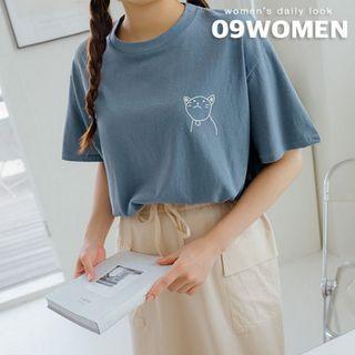 Boxy-fit Cat Print T-shirt