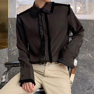 Long-sleeve Fringed Trim Shirt