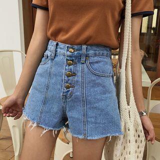 Loose-fit Washed Denim Shorts