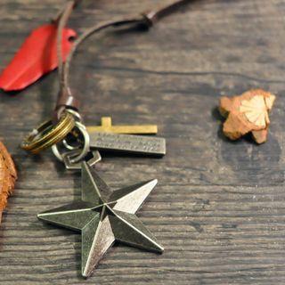 Star Faux Leather Necklace Coffee - One Size