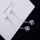 925 Sterling Silver Caged Rhinestone Dangle Earring Silver - One Size