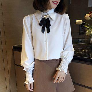 Smocked Cuff Chiffon Blouse