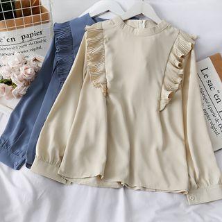 Ruffled-trim Loose-fit Chiffon Blouse