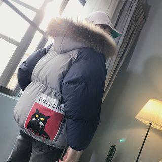 Furry Trim Panel Padded Coat