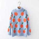 Fruit Print Turtleneck Sweater