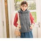Buttoned Hood Padded Vest