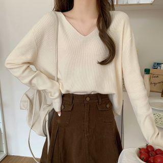 Batwing-sleeve Ribbed Knit Top