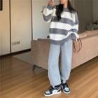 Cropped Harem Pants / Striped Sweater