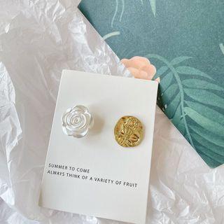 Flower Faux Pearl Alloy Asymmetrical Earring