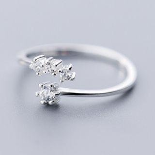 925 Sterling Silver Rhinestone Open Ring As Shown In Figure - One Size