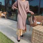 Round-neck Slit-side Lont Top