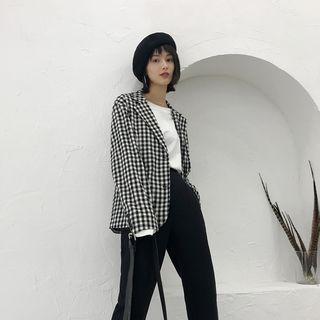 Lightweight Plaid Blazer