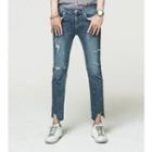 Cut-away Hem Slim-fit +5cm Jeans