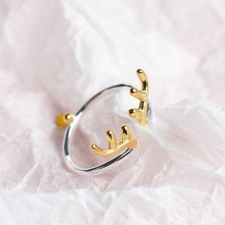 925 Sterling Deer Horn Open Ring 925 Sterling Silver - One Size