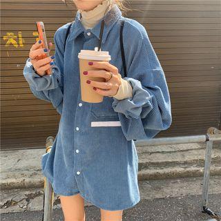 Turtleneck Long-sleeve T-shirt / Corduroy Oversize Shirt