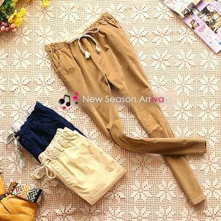 Drawstring-waist Corduroy Pants