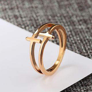 Stainless Steel Double Cross Layered Ring