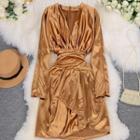 Long-sleeve A-line Silky Dress