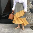 Patterned Tiered Midi Chiffon Skirt