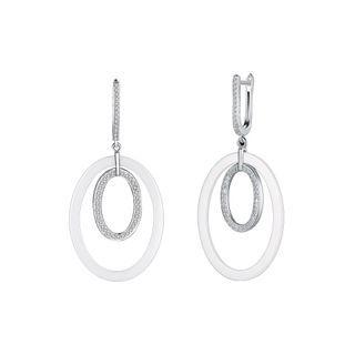 925 Sterling Silve Simple Elegant Noble Romantic White Geometric Oval Circle Earrings With Cubic Zircon Silver - One Size