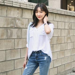 Flap-pocket Open-placket Shirt