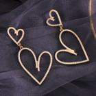 Faux Pearl Heart Dangle Earring 1 Pair - S925 Silver - As Shown In Figure - One Size