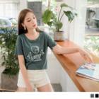 Sweetheart Printing Short-sleeve Round Neck T-shirt