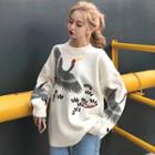 Cranes Pattern Sweater