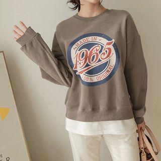 Printed Layered-hem Fleece-lined Pullover