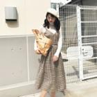 Set: Plaid Camisole + Plaid Midi A-line Skirt