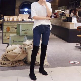 Low-heel Lace-up Over-the-knee Boots