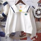 Planet Embroidered Sailor Collar Sweatshirt