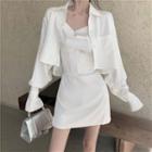 Plain Crop Shirt White - One Size