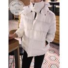 Detachable-hood Duck Down Puffer Jacket With Scarf