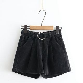 Belt-waist Corduroy Shorts